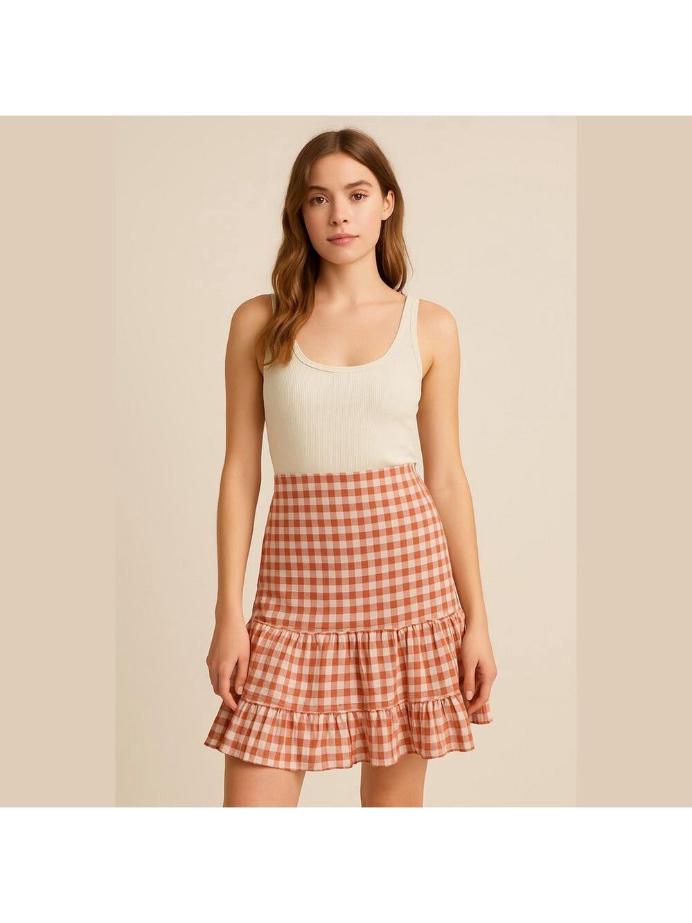 Vintage Gingham Plaid Checkered Ruffle Skirt classy cottagecore granny modest